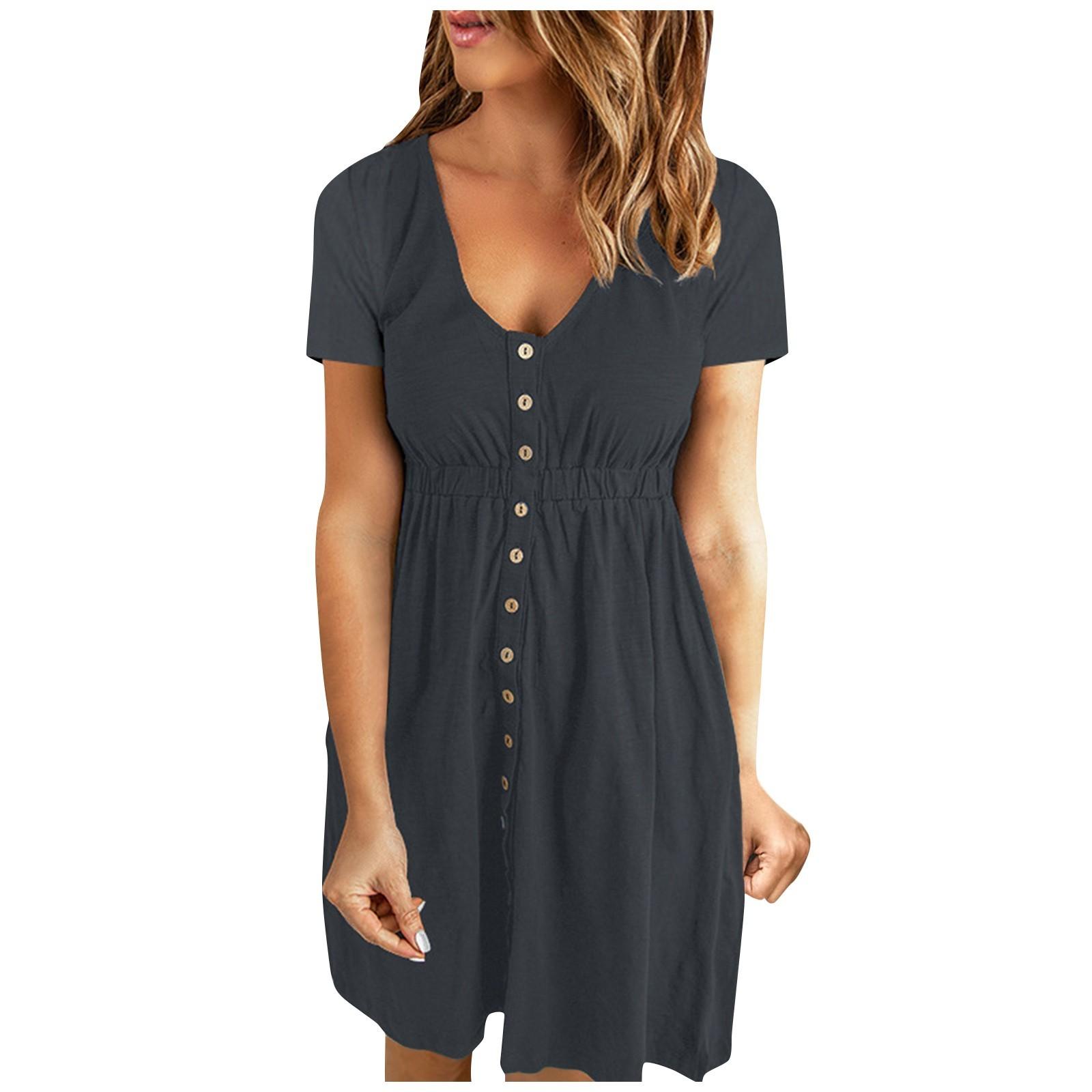 

A Fashionable Solid-colored Loose Dress For Ladies M