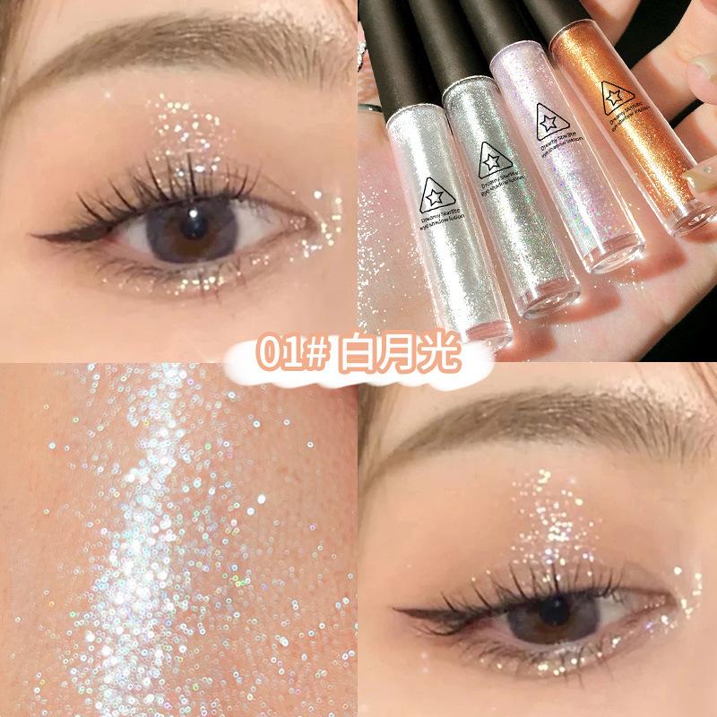 Star Diamond Eyeshadow Liquid Fine Sparkling High Gloss, One Drop of Tear Brightening Undereye Sparkling Pearl Liquid Eyeshadow