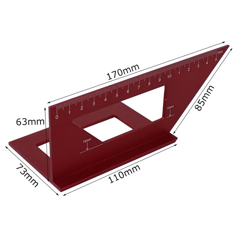 Aluminum T-Type Woodworking Angle Ruler - Multifunctional 45°/90° Portable Marking Gauge Tool