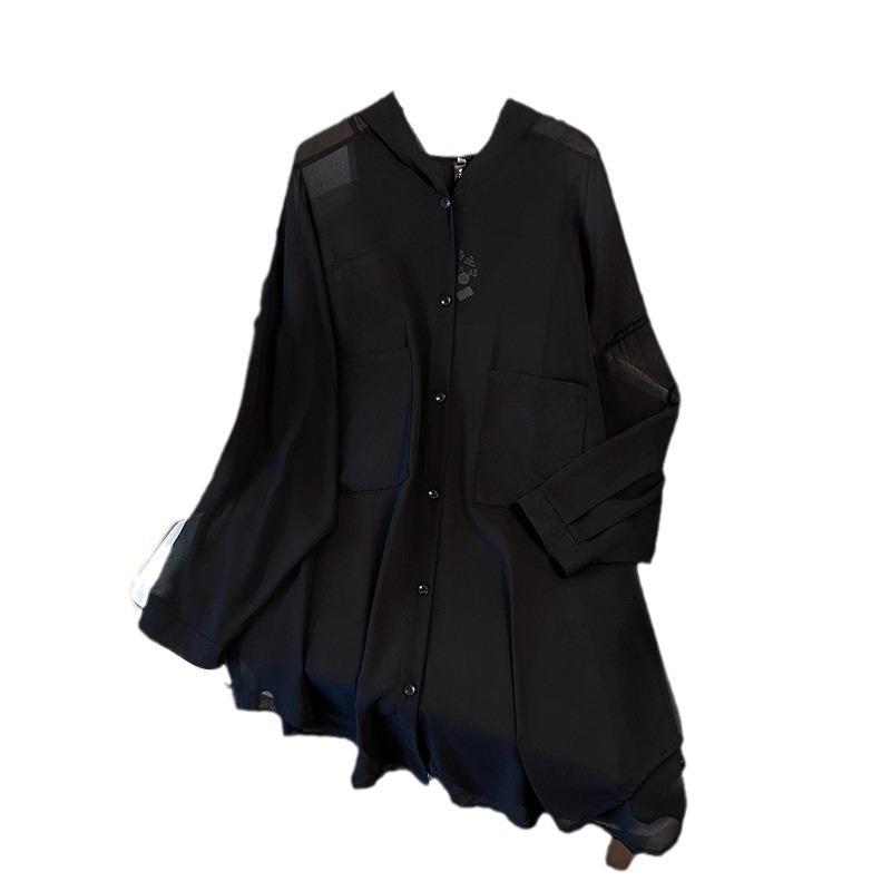 Sheer Plus Size 240 Jin Batwing Hoodie - Slimming & Versatile Summer Cover-Up