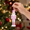 Wooden Nutcracker Ornaments for Christmas Tree Pink Hanging Decorations, Soldier Decorative Nutcrackers Living Room Pendants Home Xmas Party