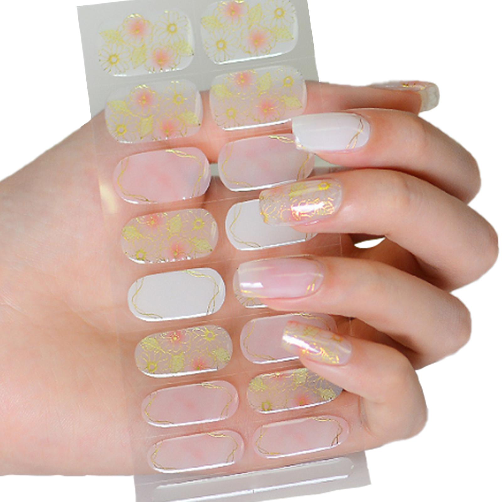 

Полуотвержденные гелевые наклейки для ногтей УФ/светодиодная лампа Требуется гель-лак для ногтей Обертывания Модный дизайн Гелевые наклейки для ногтей для женщин J