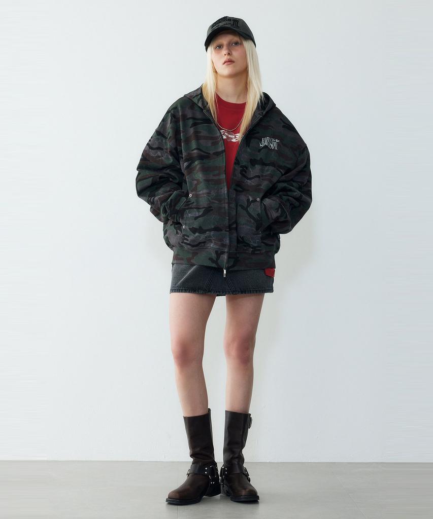[Wla] Military Camo Hooded Zip-Up Khaki_Hh16109003