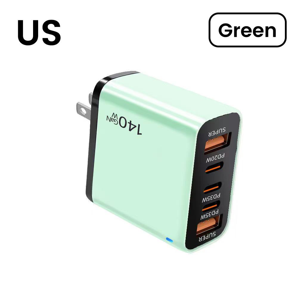 140W GaN Multi-Port Charger: Type-C Plug Adapter with US/EU/UK Standard, PD Fast Charging