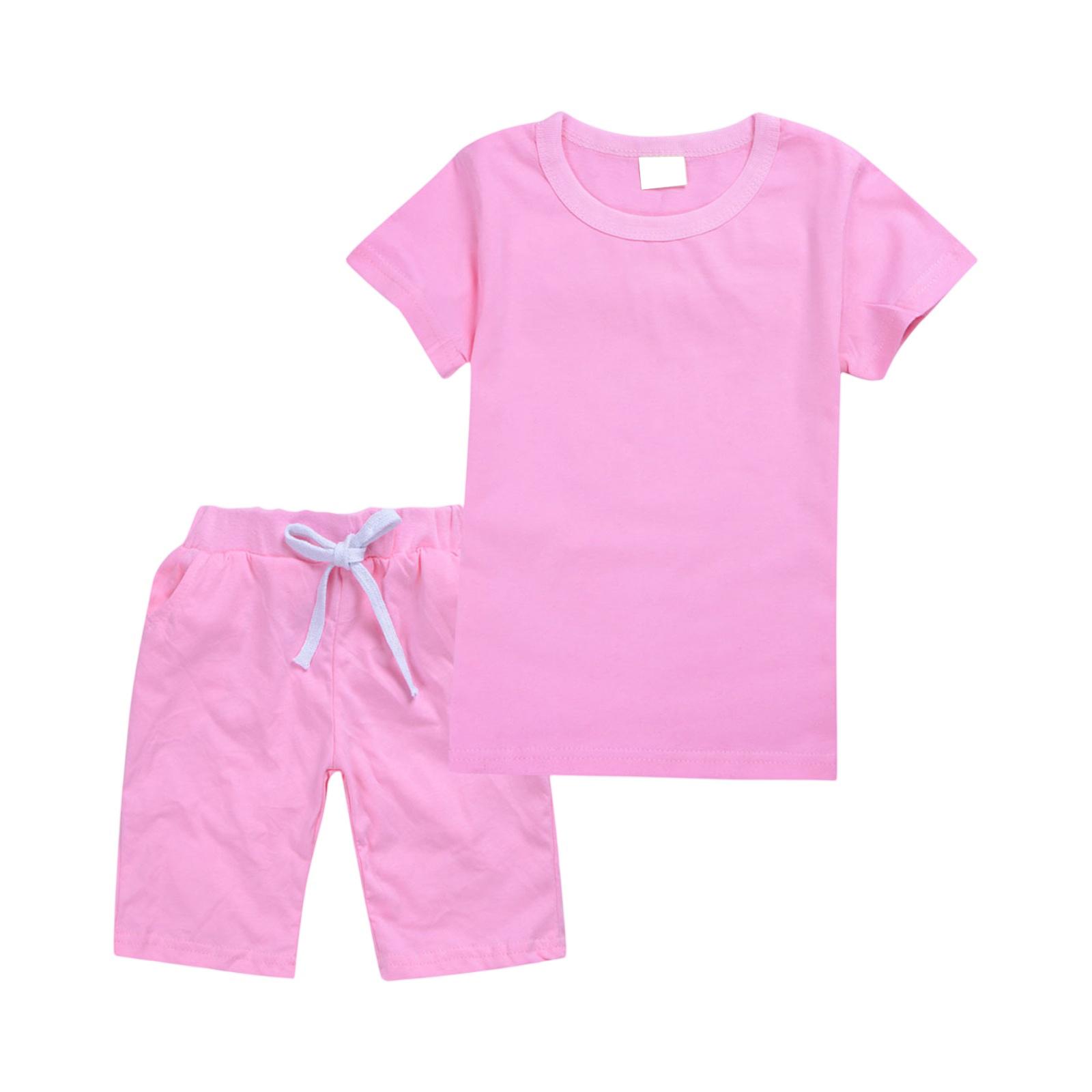 

Girls 2,Piece Set , Color Tee & Shorts Outfit 140 рожевий