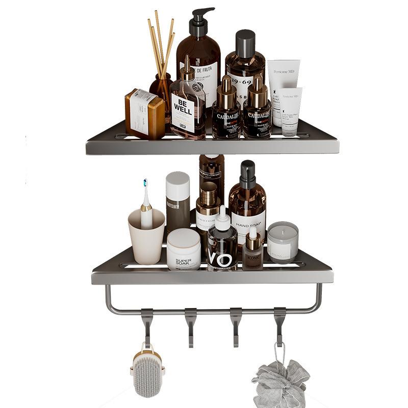 Bathroom Corner Storage Rack Punch-Free Toilet Alumimum Organization Storage Shelves for Wall Toiletries Shower Accessories New