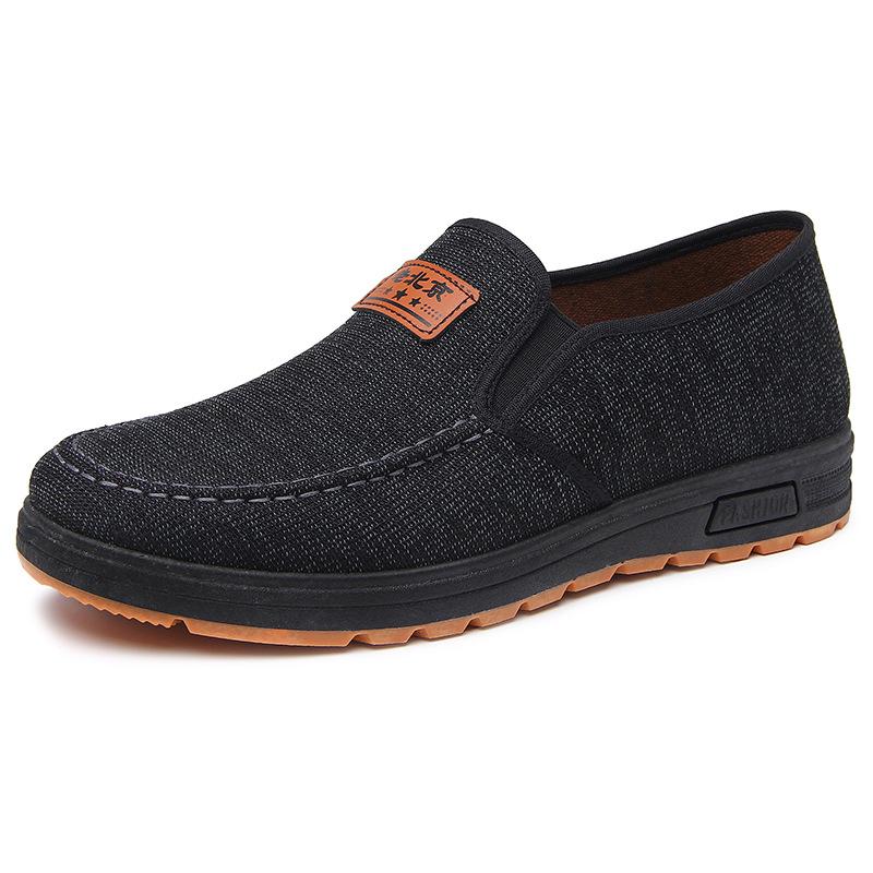 Old Beijing cloth shoes men's one-pedal shallow-mouth flat shoes medium old father shoes non-slip and wear-resistant beef tendon soles casual shoes