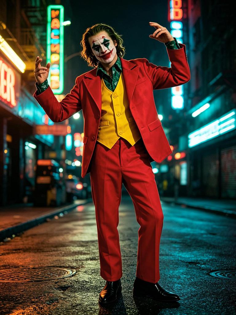 Joaquin Phoenix Joker Clown Costume: Halloween Stage Performance 4-Piece Suit