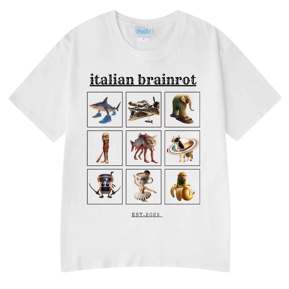 Italienischer Hirnfurz Lustige Meme T-Shirts Tralalero Tralala Tung Tung Tung Sahur Bombardiro Krokodil Lirili Larila Herren Damen T-Shirt