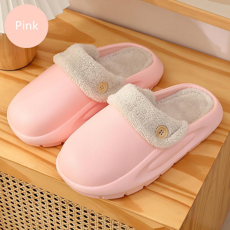 New Removable Liner Slippers Couples Women Men Winter Warm Non-slip EVA Waterproof Home Plush Slides