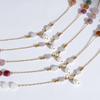 18K Gold Plated Necklace with Natural Stone Beads & Pearl Pendant