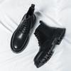 Fashion Men  Boots New Big Head Leather Shoes Autumn and Winter High Top Lacing Thick Sole Durable European Black Sizes 38-44 Men Shoes