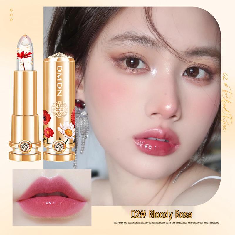 

Douyin Flowers Желейная помада, меняющая цвет, с золотой фольгой - Увлажняющий и питательный макияж для губ