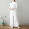 Damen Ethnisch Zen Meditationsset: Zweiteiliges Sommer-Outfit im chinesischen Stil für Yoga und Tee