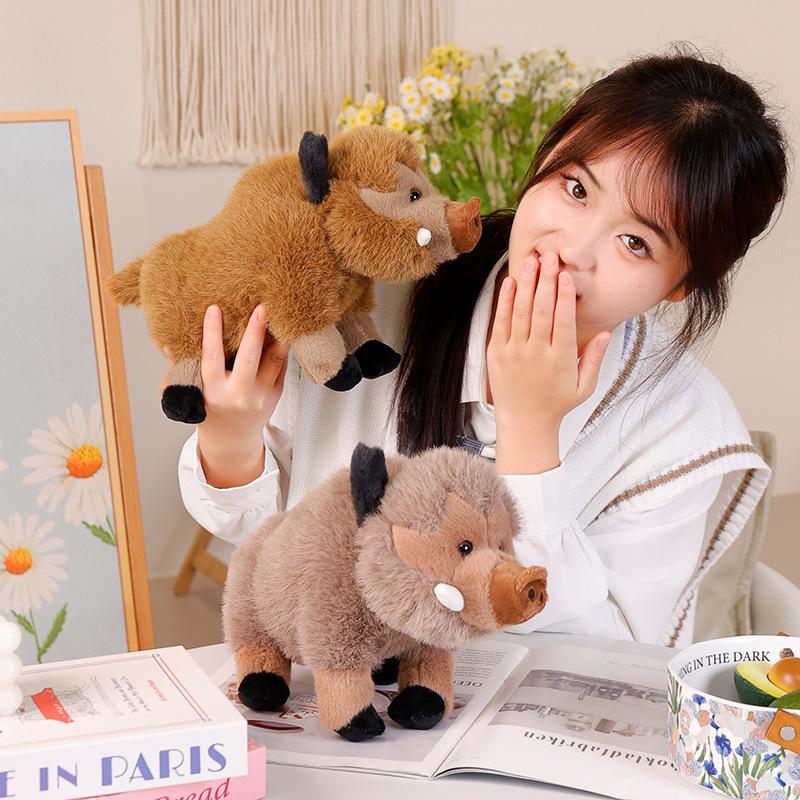 25/30cm Simulation Wild Boar Pig Animal Plush Toy Soft Furniture Decoration Long Hair Throw Pillow Fun Cartoon Christmas Gifts