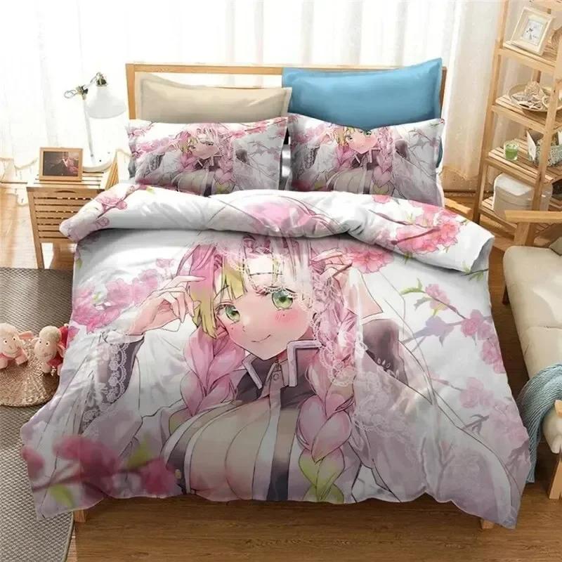 Anime Demon-Slayers Soft Duvet Cover Pilowcase 3D Printed Beding Set Double Twin Ful Quen King Adult People Children Kids Bedclothes Comfortable Quilt