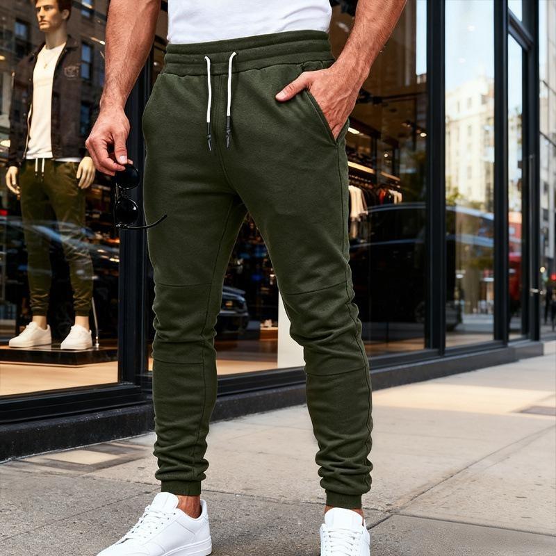 Slim fit joggingbroek voor heren met elastische tailleband en trekkoord, casual sportbroek met zakken.