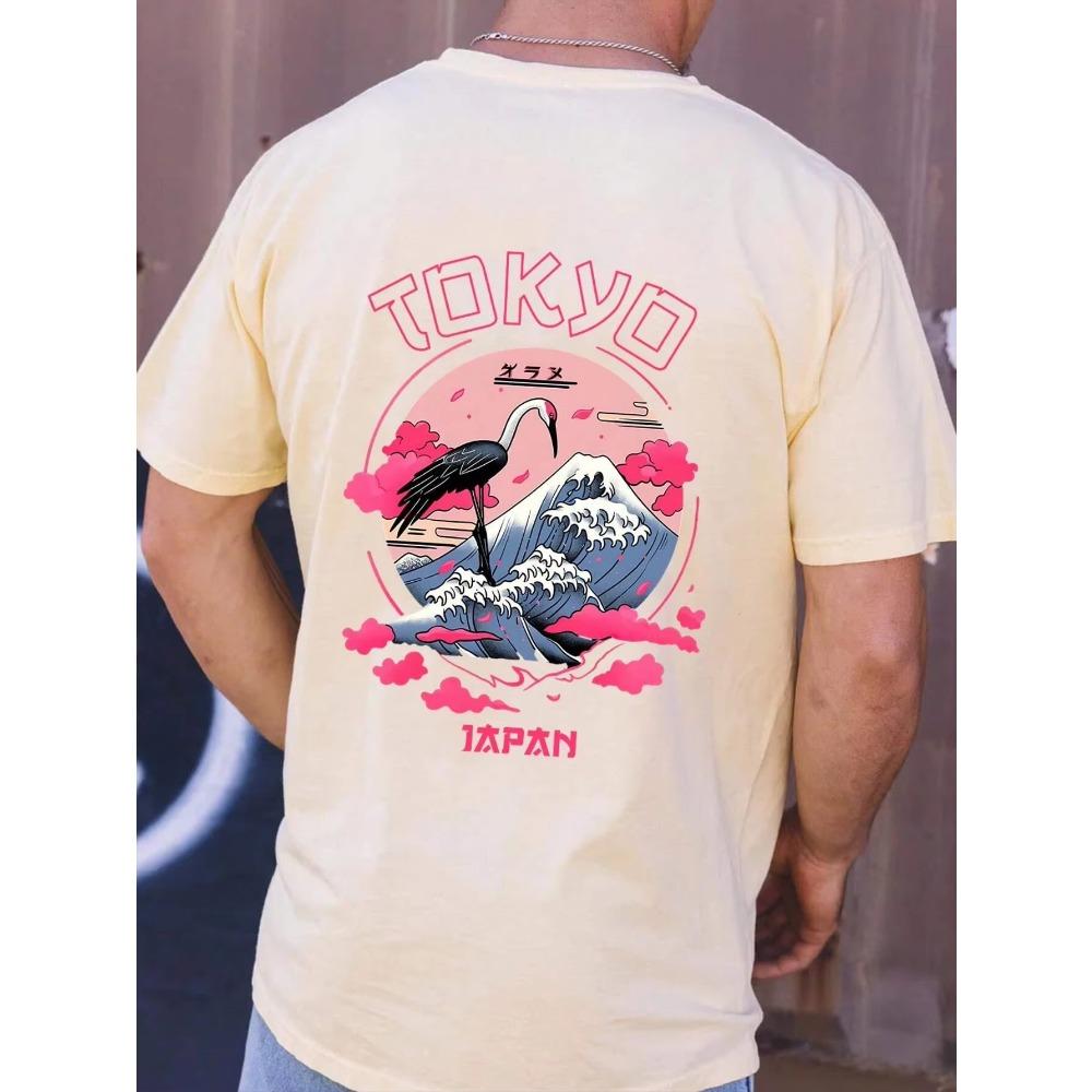 Pánské bavlněné tričko Tokio Luxusní značka Móda Nadměrná velikost Top Ležérní Krátký rukáv Streetwear Klasický potisk Novinka Tričko S-4XL