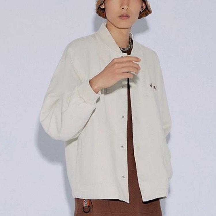 Li Ning Plain Single-Breasted Long Sleeve Loose Jacket Unisex Jacket Oatmeal-Gray AFDT589-1