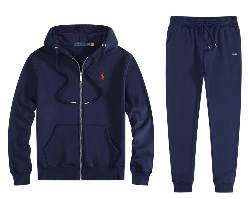 Mångsidigt gränsöverskridande set med pikétröja och huva, med broderad hästlogotyp, huva, kofta, plus sammetsfodrad fritidsjacka för män