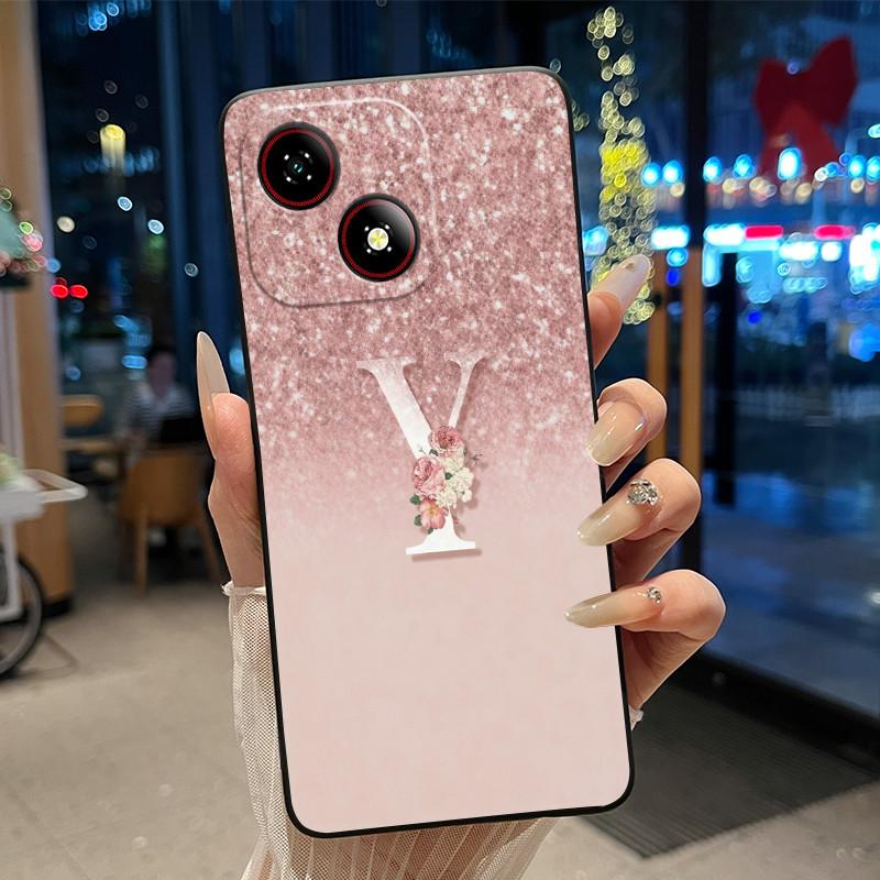 Beautiful Bright Color Couple Phone Case For ZTE Blade A35E Anti-scratch Soft Lucky Initial A-Z Letter Pattern Shell