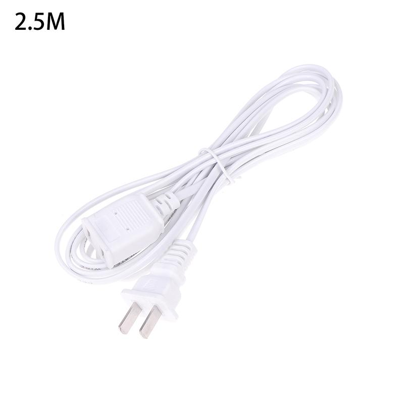 Ac Power Cord White Black Red Line With On/Off Switch Button Cables Wire Two-Pin Plug Cable Extension Cords Adapter