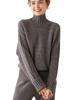 Women's Retro High-Neck Cable Knit Cashmere Sweater, Loose-Fit, Light Color, Pullover Style