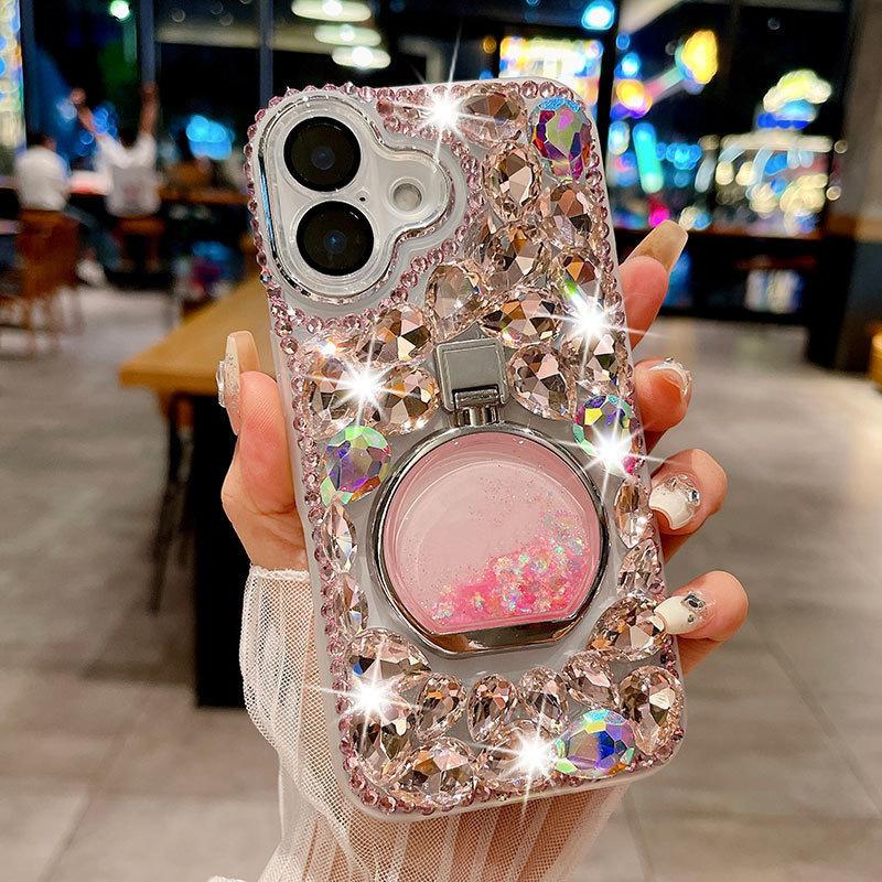 

Подходит для чехла для телефона IPhone16promax, Роскошный Водяной Бриллиант, Подставка в виде флакона духов Apple 15, 14 Ощущение высокого класса iPhone 6plus/6Splus