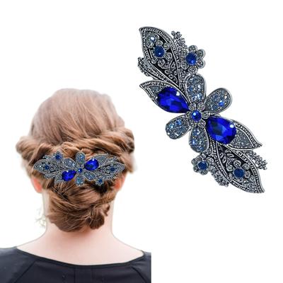Diamanten Haarspangen für Frauen Blaue Kristall Blümen Haarschmuck für Brautliche Anlässe und Besondere Ereignisse