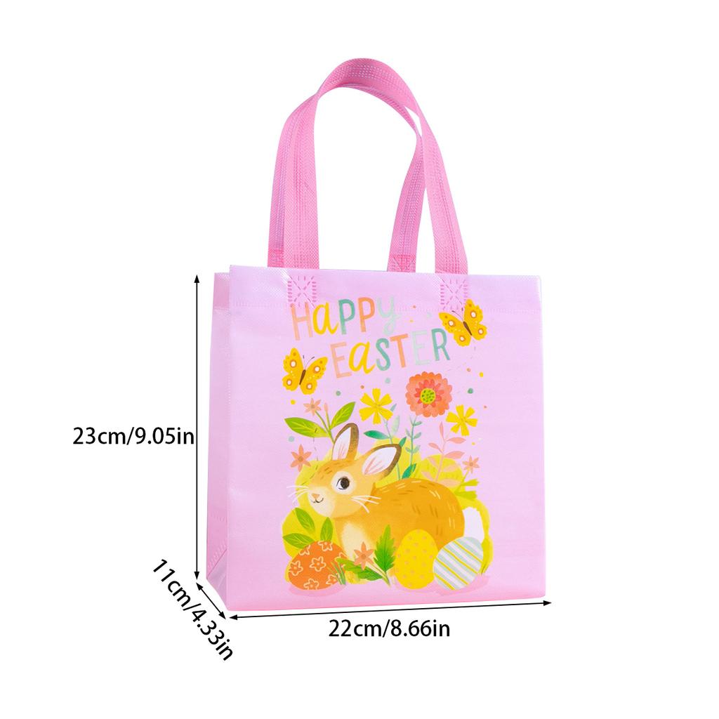 4pcs Happy Easter Bunny Nonwoven Fabric Gift Bags Cute Rabbit Egg Cookies Candy Packaging Bag Kids Easter Party Favor Decoration