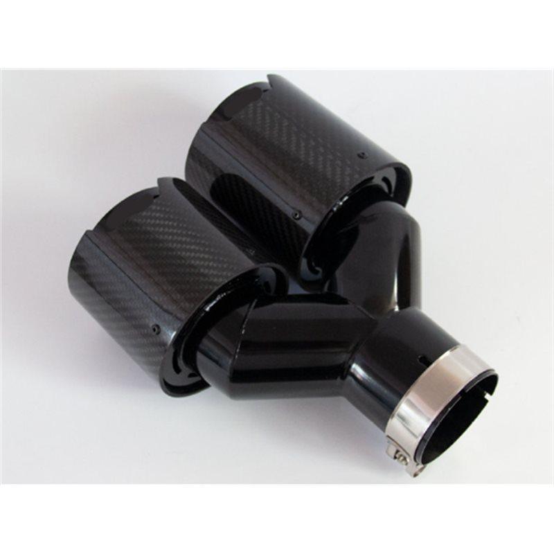 Car Exhaust Pipe Muffler Tip Y Shape Double Exit Carbon Fiber Nozzle Decoration Stainless For BMW Series B