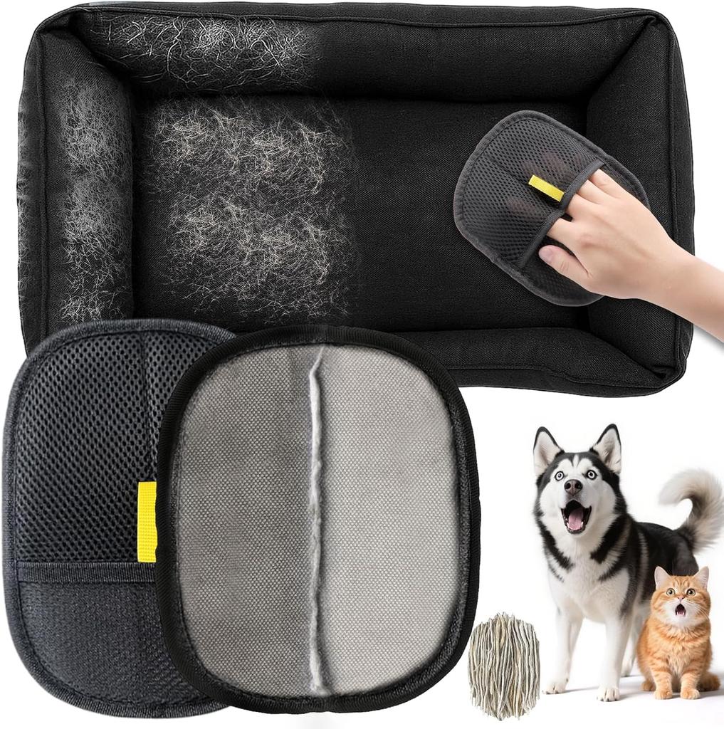 Pet Hair Removal Tool Reusable Static Removal Gloves, Double-Sided Grooming Gloves for Pets, Removes Pet Fur Hair for Carpets