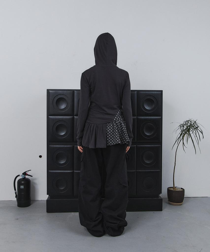 Tansanmageunesyum Button Hooded Layered Dress (Charcoal)