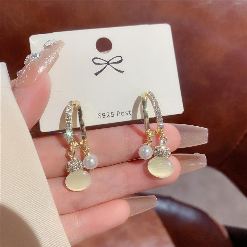111 Silver Needle Sweet and Fresh Opal Gourd Earrings Women's Earrings Fashion Temperament Versatile Premium Ear Buckles