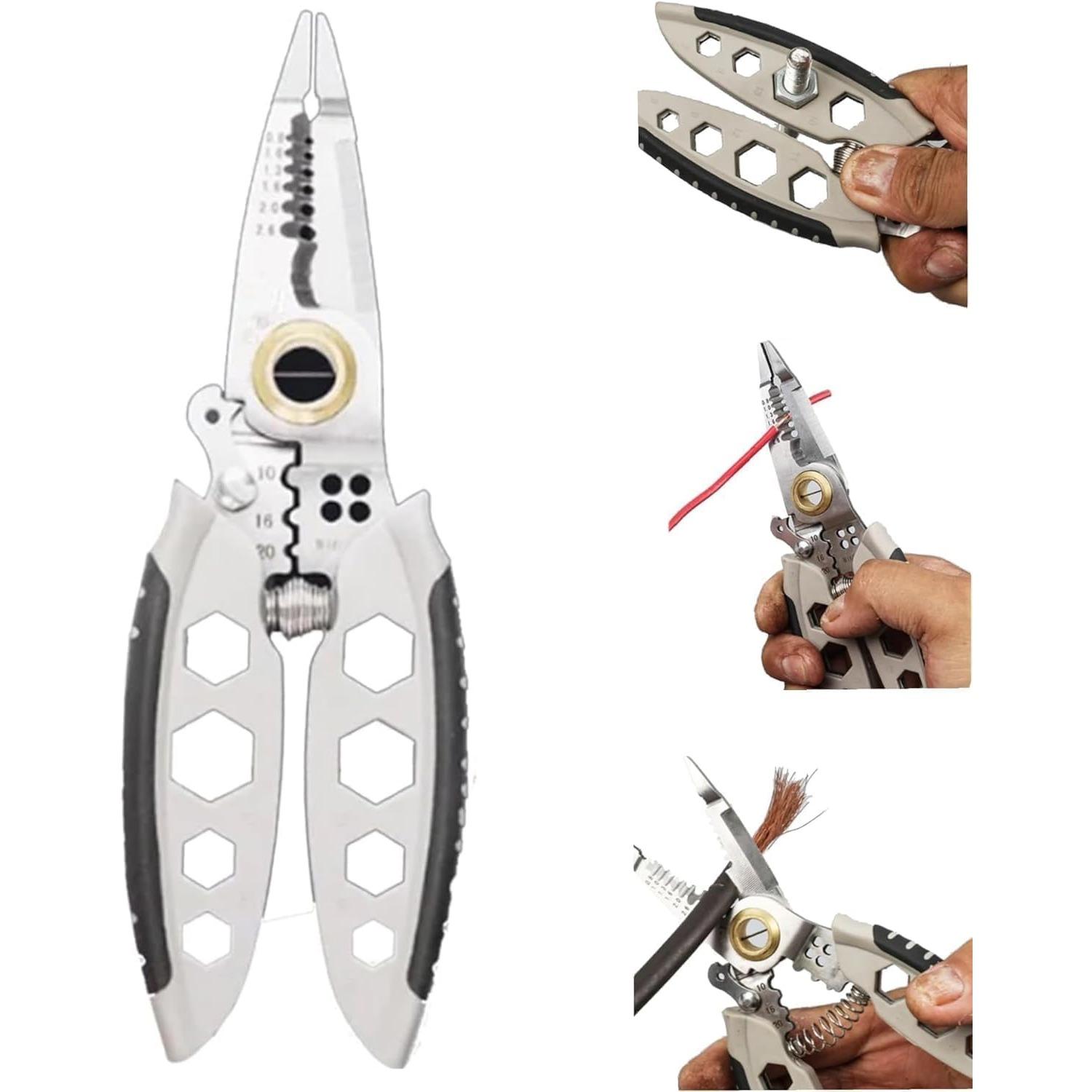 Wire Strippers, Weytoll 7 Inch Wire Stripper, 22-10 AWG Professional Wire Stripping Tool Portable Cable Cutter серебряный