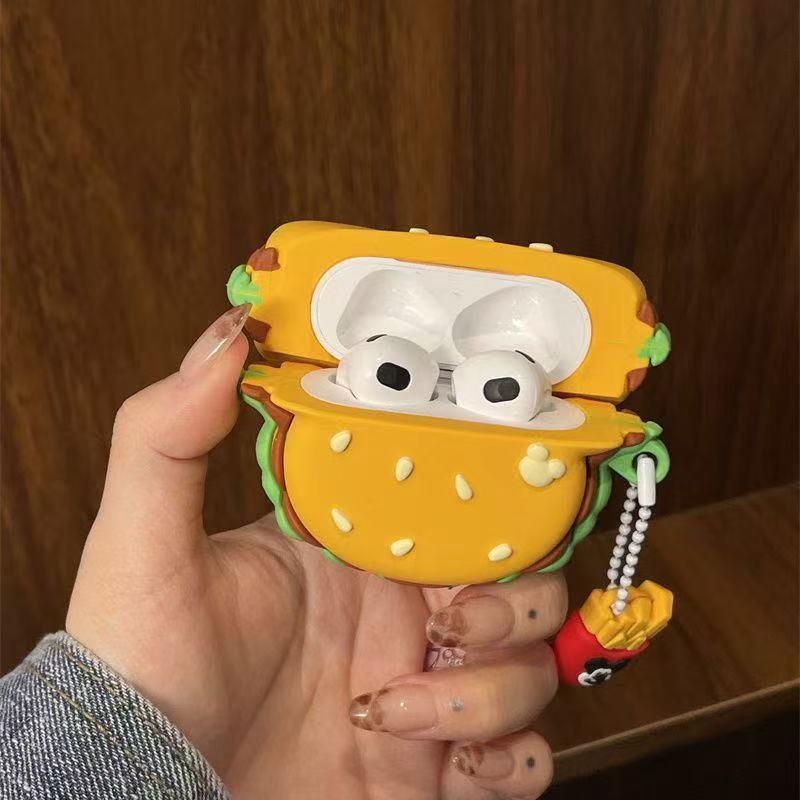 Cartoon Xiaoqi burger is suitable for AirPods 1 generation protective case, second generation 1 generation pro1 apple bluetooth headset case female