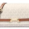 Michael Kors Carson Horsebit Adjustable Chain Shoulder Strap Magnetic Closure Faux Leather Shoulder Crossbody Bag Large Women's Vanilla White