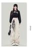 Women's Early Spring Apricot Cargo Jeans: New Design, Multi-Pocket, Loose, Wide-Leg, Floor-Length