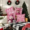 Merry Christmas decoration pillow cover red pink Snowman fawn pattern living room sofa cushion cover room home decoration