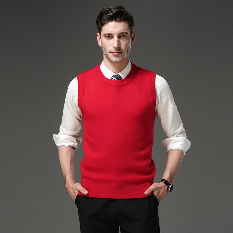 Spring and Autumn Men's Knitted Sweater Bottom Shirt Crew Neck Sleeveless T-Shirt Knitted Vest Vest