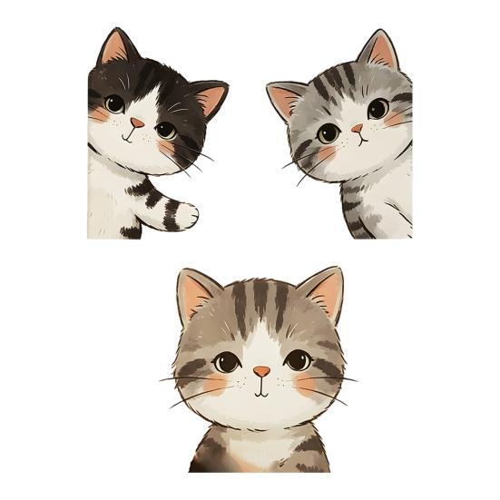 3 Pcs Peeking Cat Sticker Cartoon Cats Peeking Out Wall Decal Removable Peel