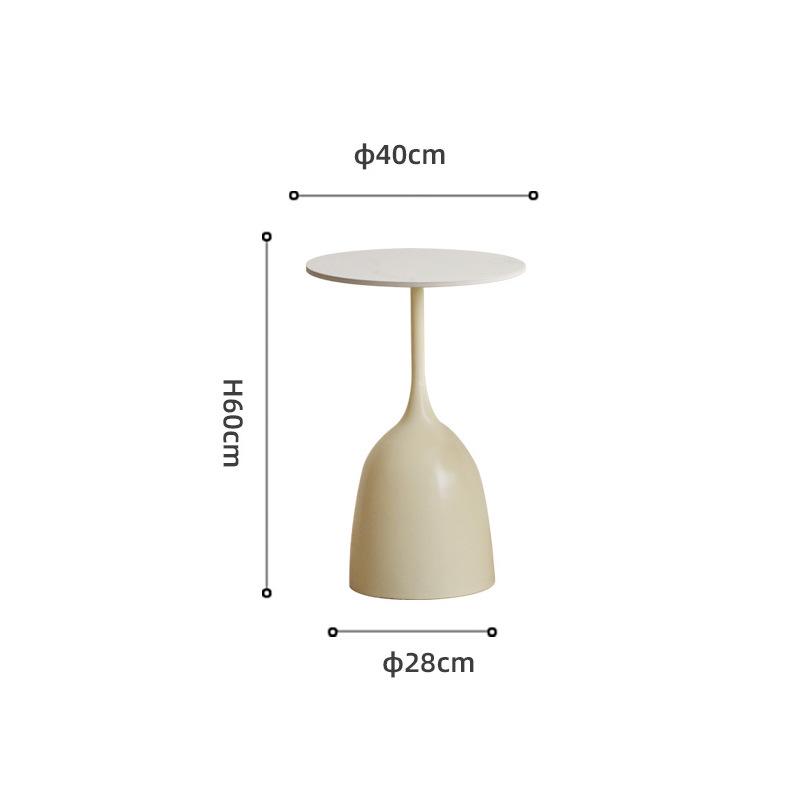 Modern Minimalist Round Side Table - Small Coffee/Sofa Table with Wrought Iron Storage Cabinet
