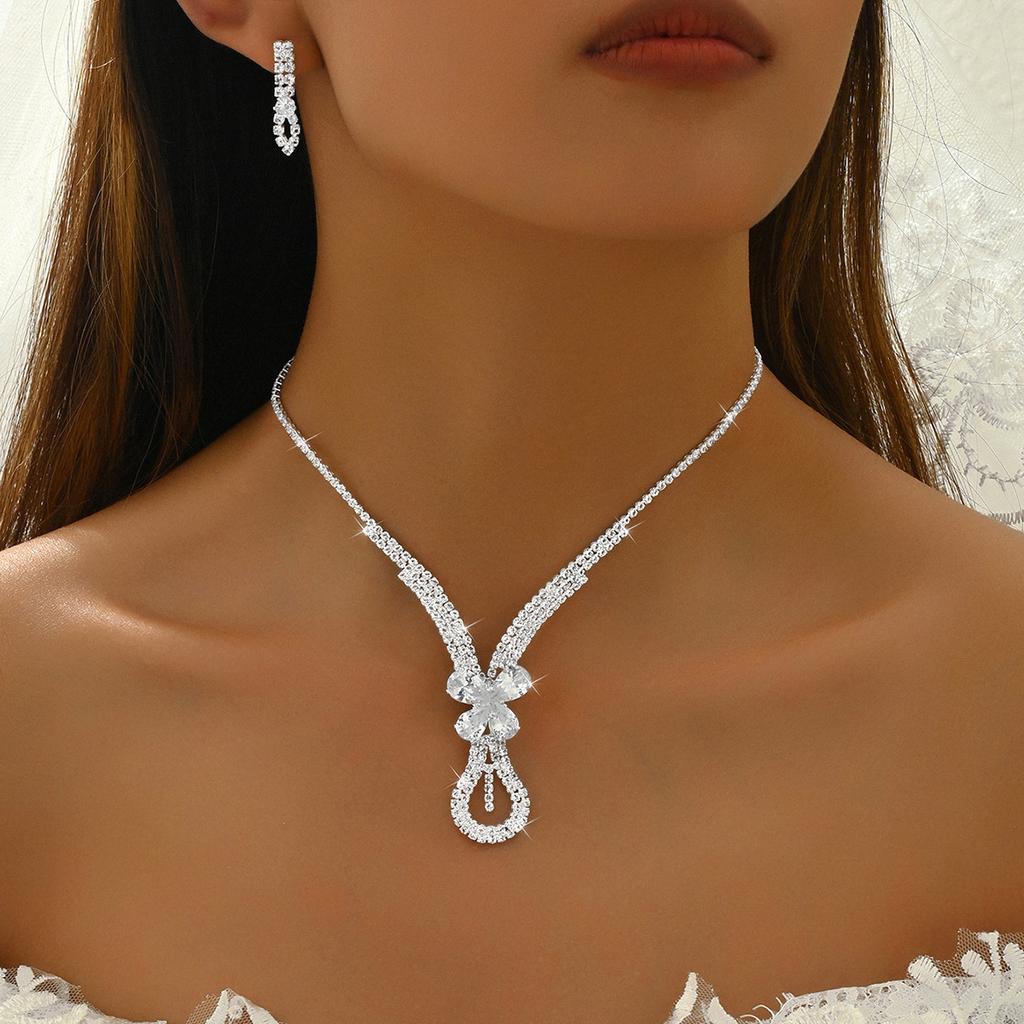 Fashion Zircon Pendant Jewelry Set Bridal Jewelry Bracelet Earrings Necklace Set Jewelry Set