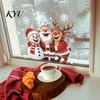 Glass Door Holiday Stickers Christmas Window Clings, Peel And Stick Winter Santa Snowman Reindeer Decals Decals, PVC Xmas Sticker for Party Decoration