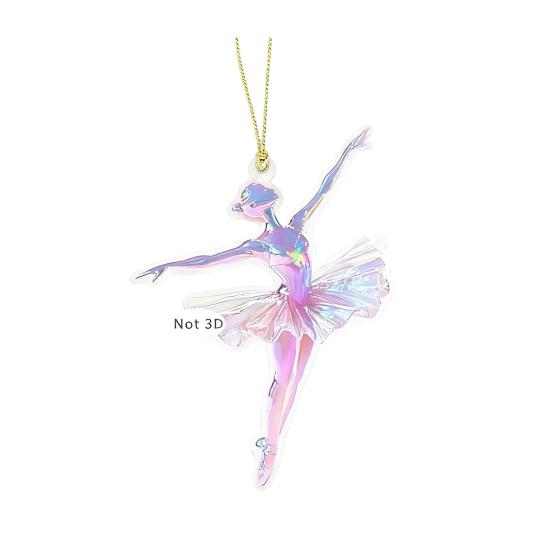 Sparkling Ballerina Christmas Ornament 2D Acrylic Hanging Decor for Tree Car Mirror Home Display Festive Dance Figure