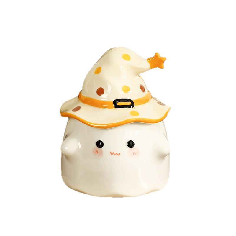 Ceramic Ghost Prank Mug with Lid - Cute Halloween Gift for Girls