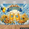 2D Planar Munich Beer Festival Theme Backdrop, with a Blue Banner In the Center of the Picture