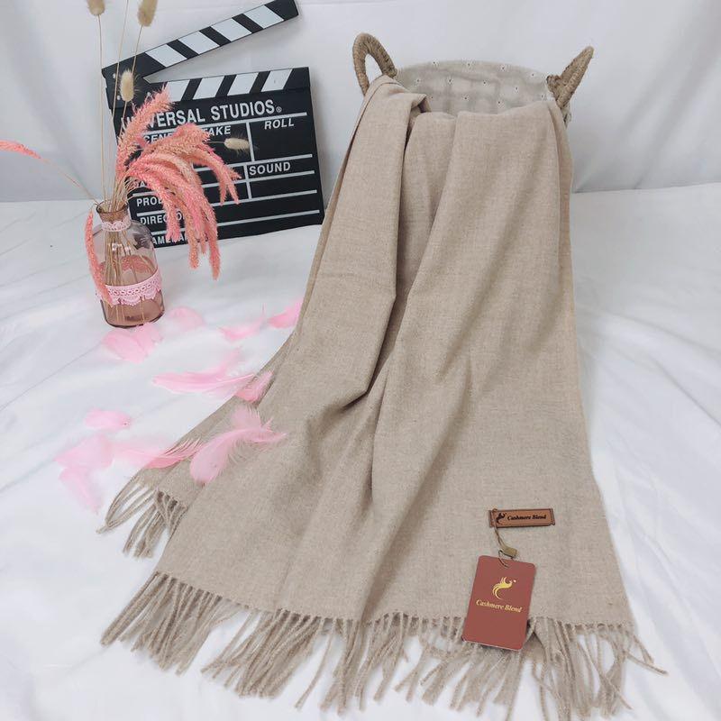 New autumn/winter solid color cashmere scarf women's scarf, warm bright red annual party tassel shawl, thickened in stock
