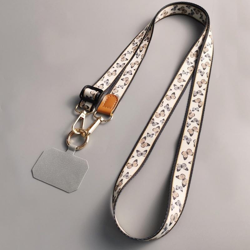 Vintage Muster Umhänge-Handyband mit verstellbarem Nackenband und robuster Kette für Frauen