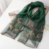 Four Season silk wool scarf women hijab pashmina shawls wrap Blanket Floral Pashmina Embroidery Scarves Foulard high quality
